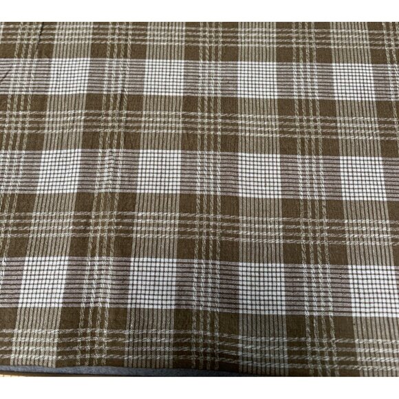 Brown & White Plaid Cotton Fabric 15" x 42" For Sewing & Craft Projects - Picture 1 of 4